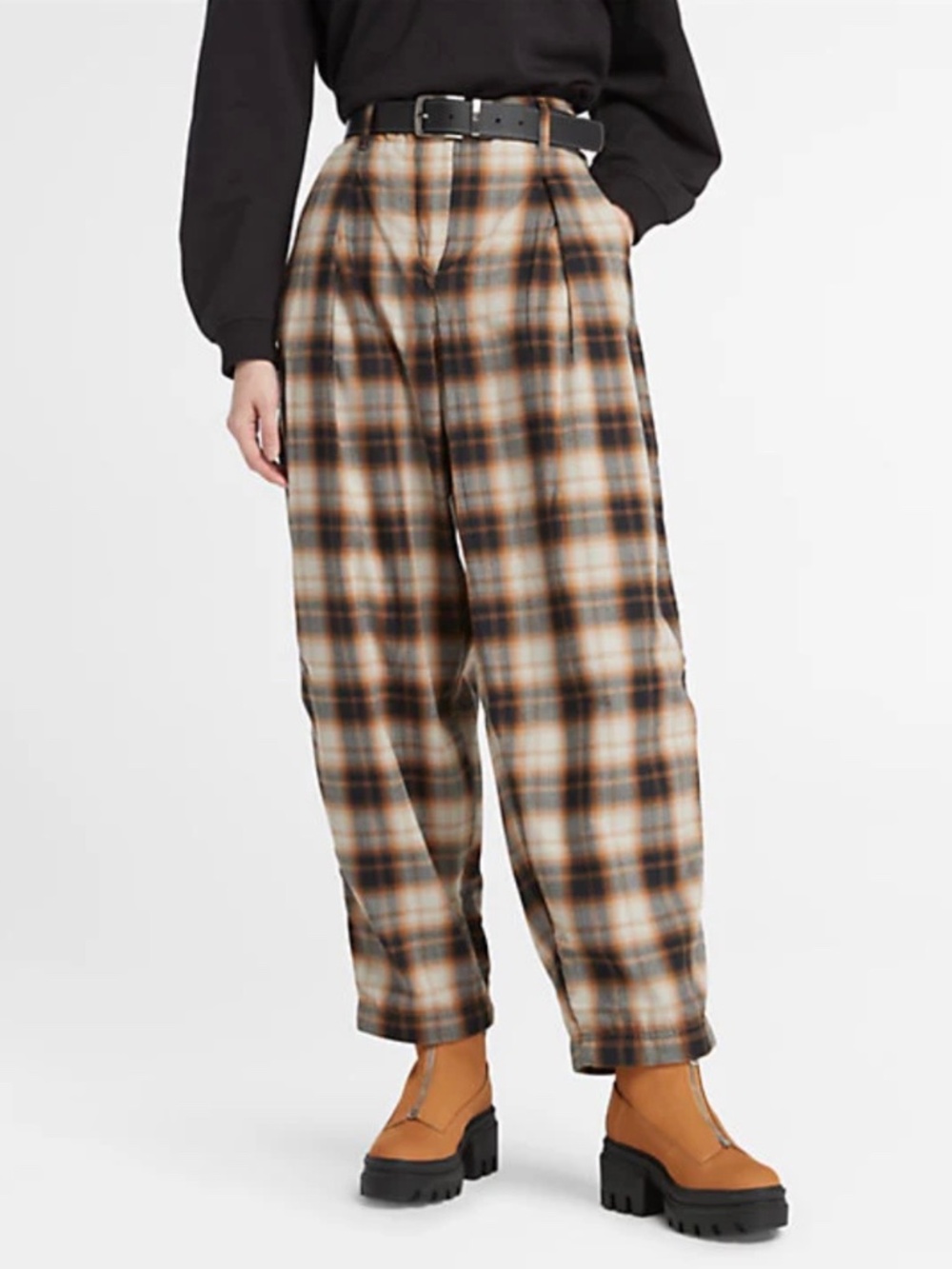Timberland Plaid Trousers Pants Brown Multi SZ 25